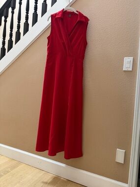 SHEIN Red Sleeveless V-Neck Maxi Dress